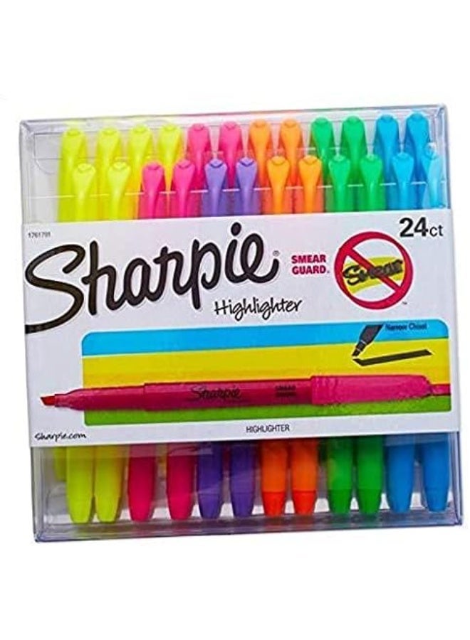 Sharpie Liquid Pocket Highlighters Assorted Colors | Chisel Tip Highlighter Pens, 24 Count ".1 Pack (24-Count)"